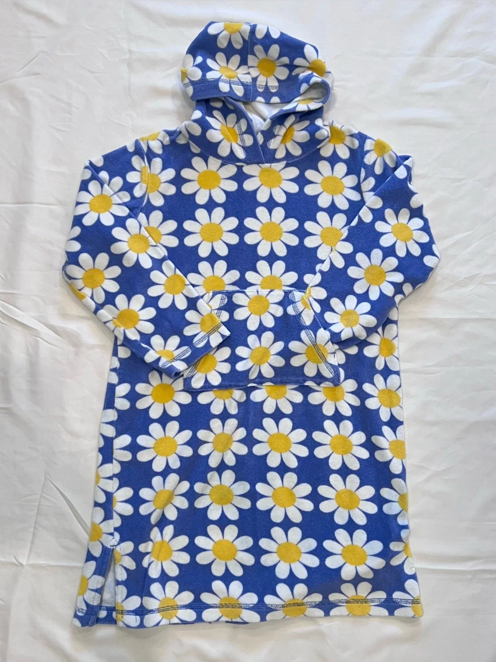 Mini Boden Blue Daisy Hooded Kids Swim Coverup